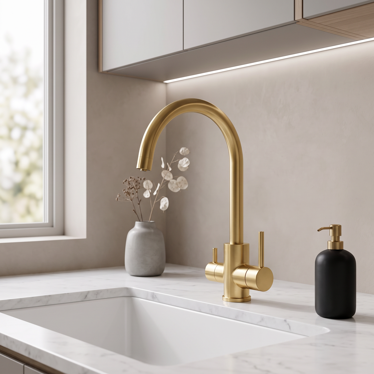 Baiachi Moreton Slimline 3-Way Filter Sink Mixer Brushed Gold