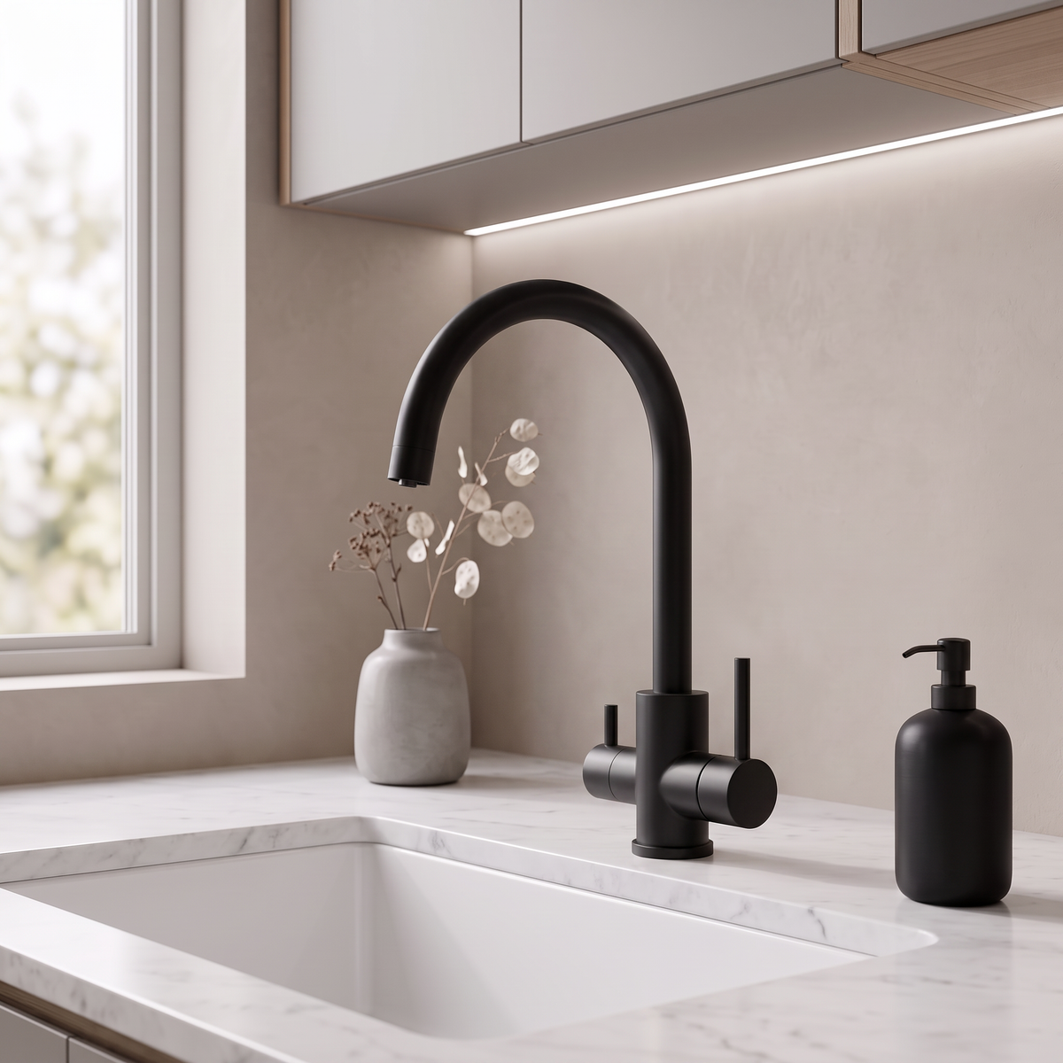 Baiachi Moreton Slimline 3-Way Filter Sink Mixer Matte Black