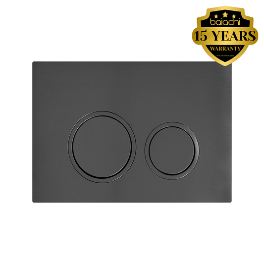Round In-Wall Toilet Dual Flushing Buttons Gun Metal