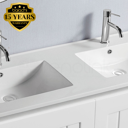 Hampton Plywood 1200mm Wall Hung Bathroom Vanity Double Ceramic Basin