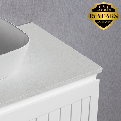 Hampton Plywood 600mm Wall Hung Bathroom Vanity White Stone