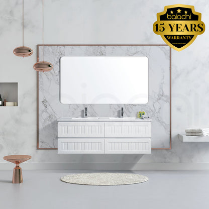 Hampton Plywood 1200mm Wall Hung Bathroom Vanity Double Ceramic Basin