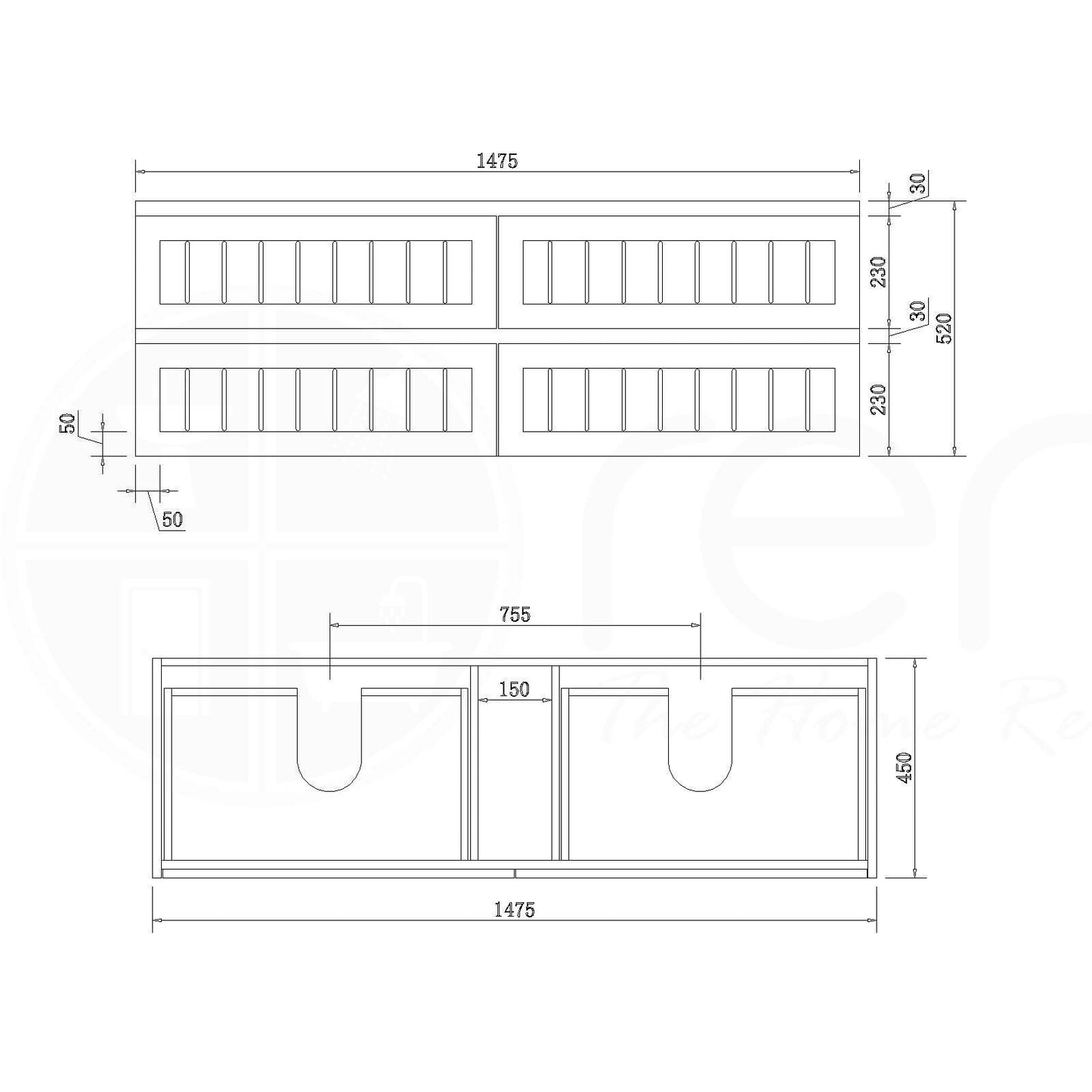 Hampton 1500mm Plywood Wall Hung Bathroom Vanity White Stone