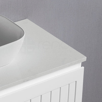 Hampton 600mm PVC Wall Hung Bathroom Vanity White Quartz Stone