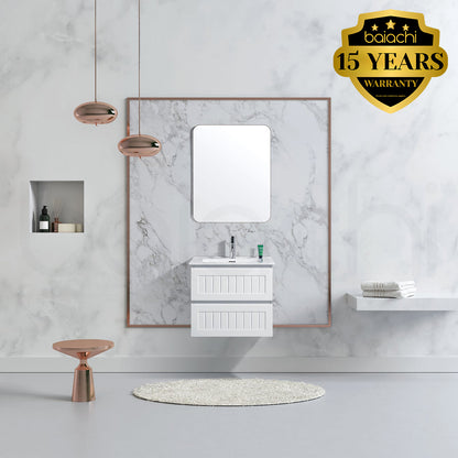Hampton Plywood 600mm Wall Hung Bathroom Vanity Ceramic Basin