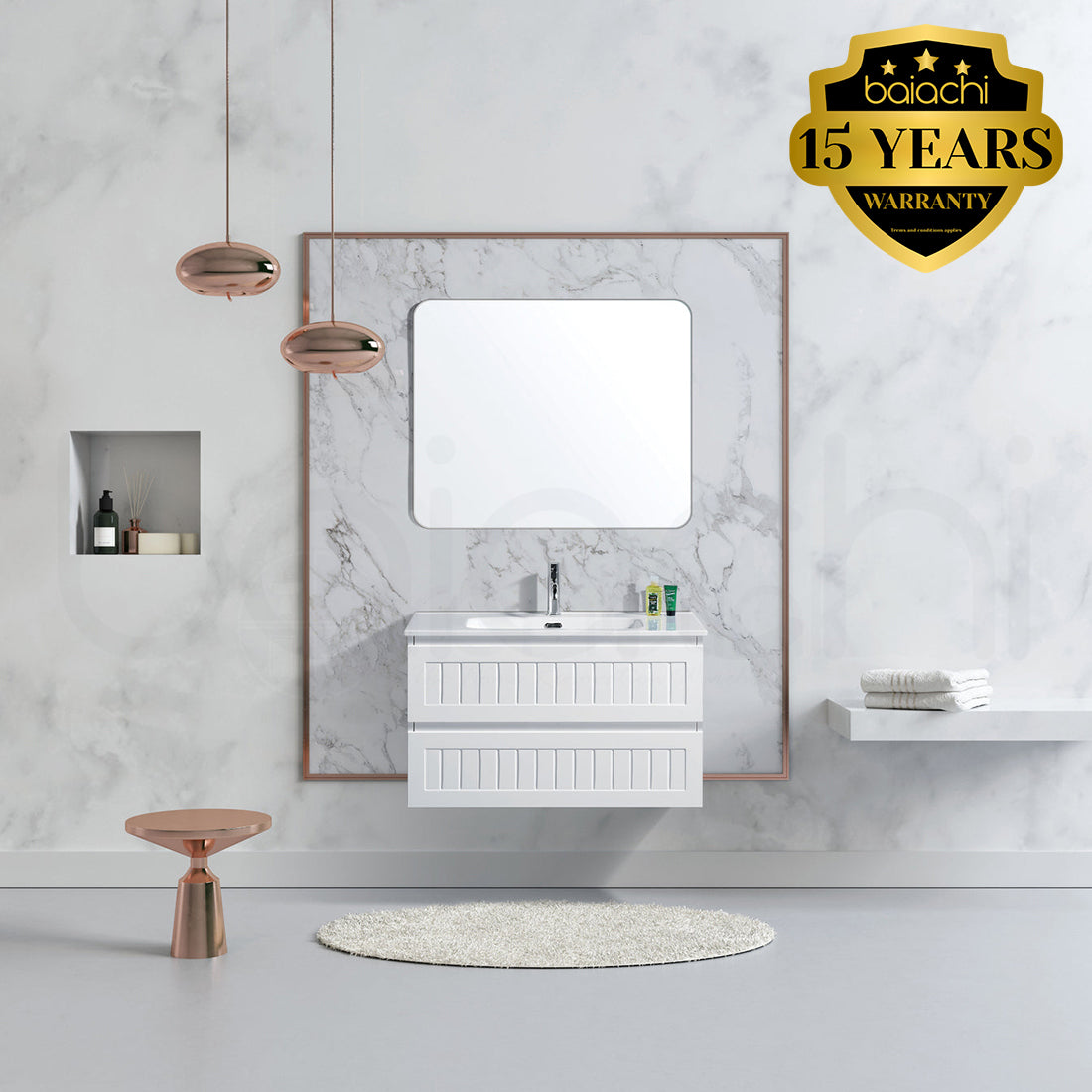 Hampton 900mm PW Wall Hung Bathroom Vanity Cabinet