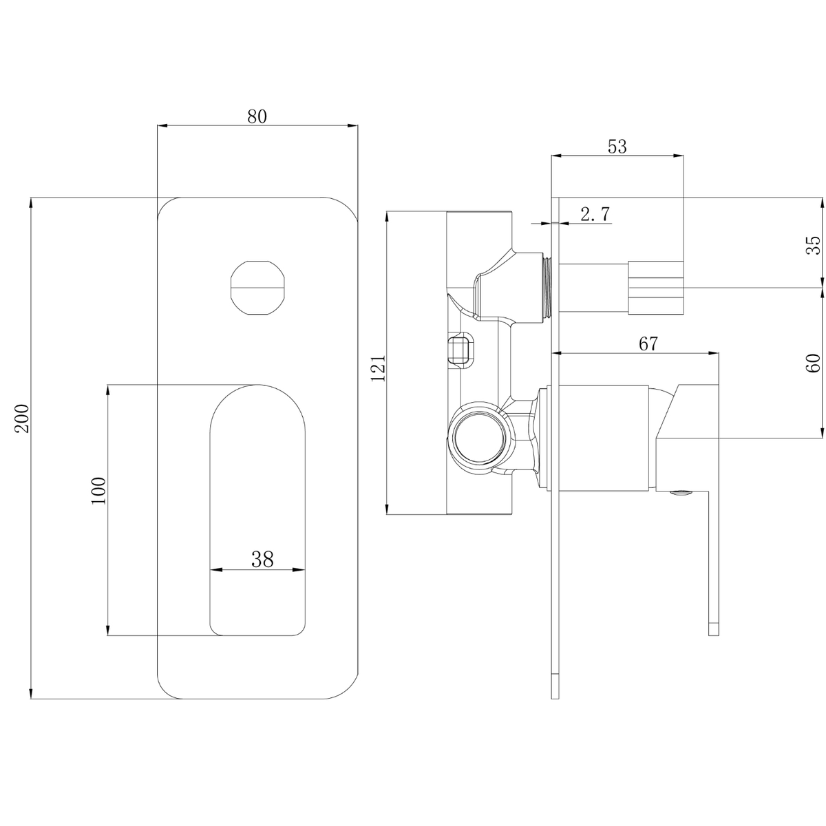 Ikon Flores Wall Mixer with Diverter Chrome