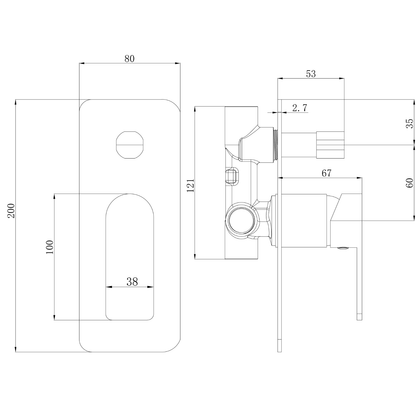 Ikon Flores Wall Mixer with Diverter Chrome