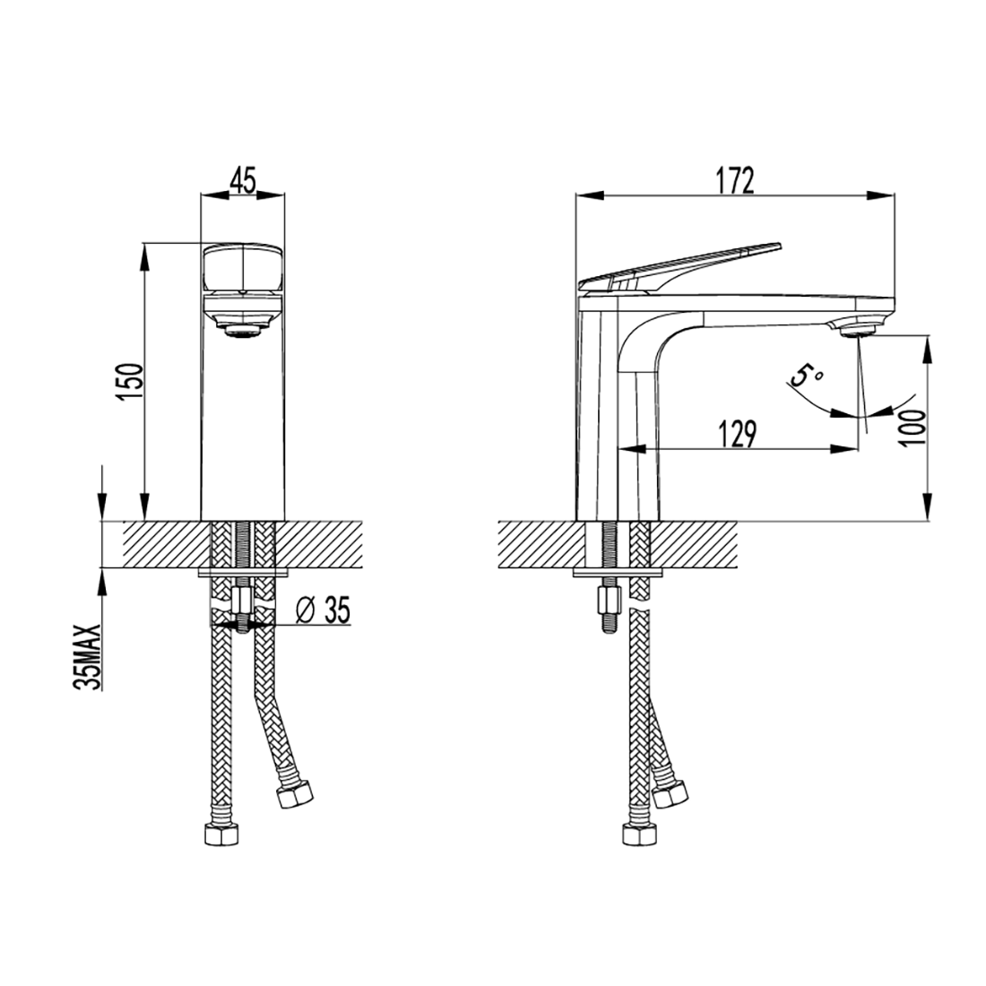 Sulu II Basin Mixer Gun Metal