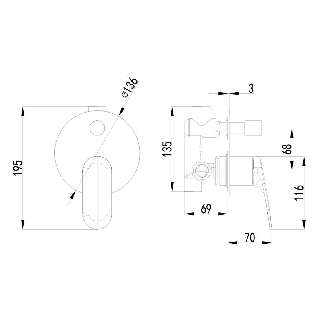 Sulu II Wall Mixer With Diverter Matte Black