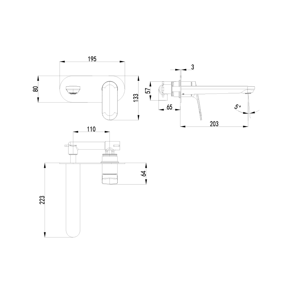 Sulu II Wall Basin Mixer Brushed Nickel
