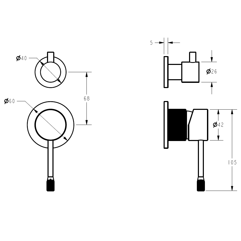 Linie Wall Mixer With Diverter Matte Black