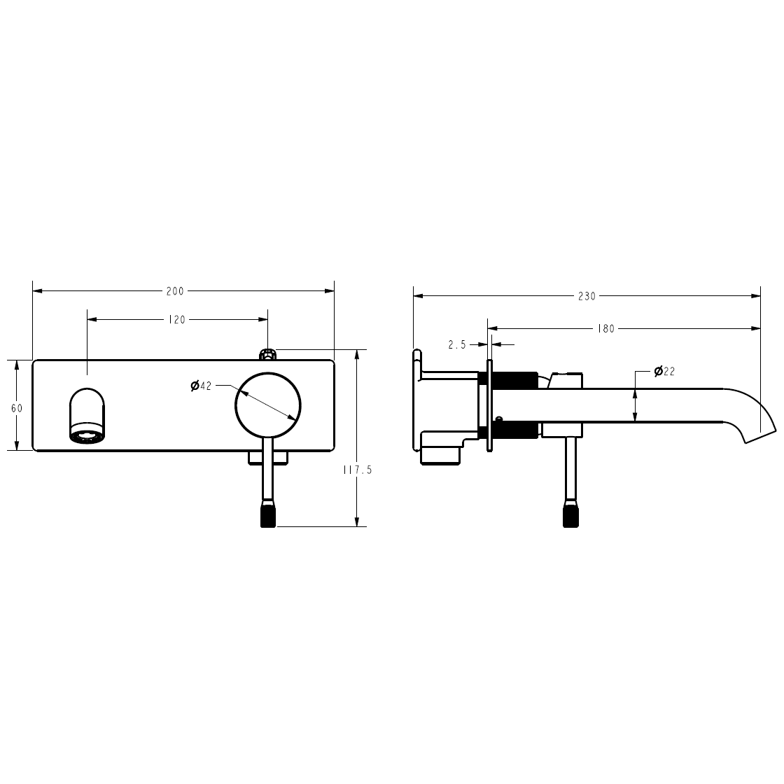 Linie Wall Basin Mixer Matte Black