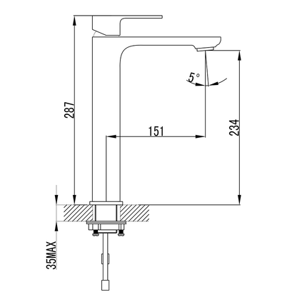 Ikon Seto High Rise Basin Mixer Matte Black
