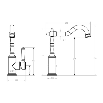 Ikon Clasico Sink Mixer Ceramic Handle Brushed Nickel