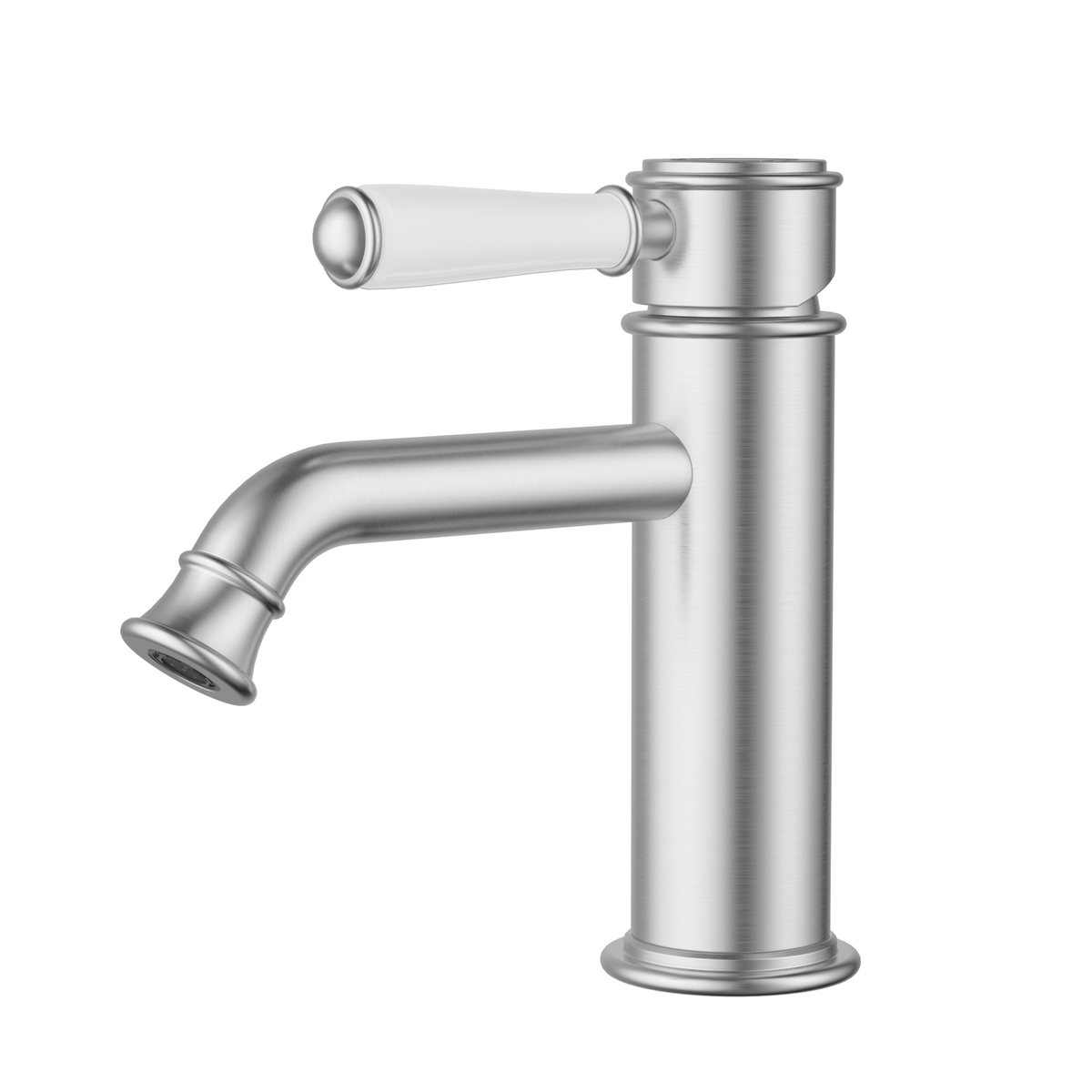 Ikon Clasico Basin Mixer Ceramic Handle Brushed Nickel