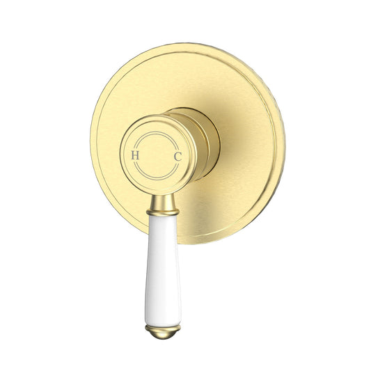 Ikon Clasico Ceramic Handle Wall Mixer Brushed Gold