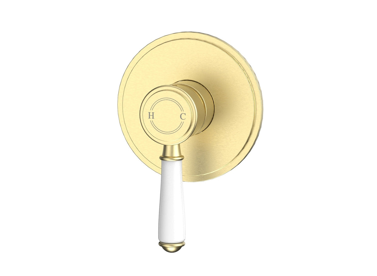Ikon Clasico Ceramic Handle Wall Mixer Brushed Gold