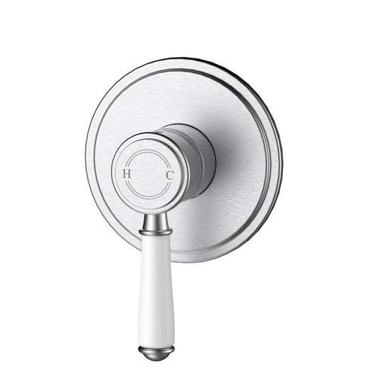 Ikon Clasico Ceramic Handle Wall Mixer Brushed Nickel