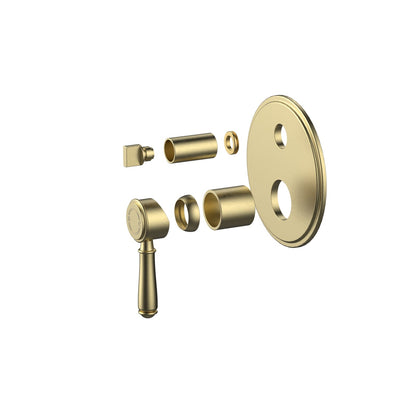 Ikon Clasico Wall Mixer With Diverter Brushed Gold