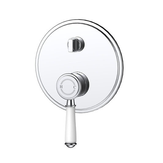 Ikon Clasico Ceramic Handle Wall Mixer With Diverter Chrome