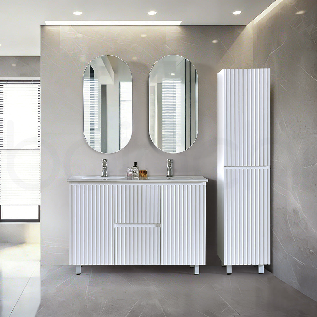 Baiachi Ivana Fluted 1200mm PVC Water Proof Bathroom Vanity Ceramic Basin