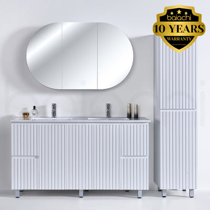 Baiachi Ivana Fluted 1500mm PVC Water Proof Bathroom Vanity White Quartz Stone