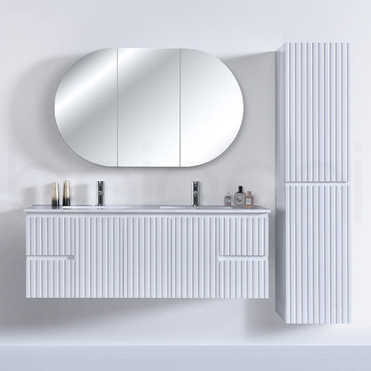 Baiachi Ivana Fluted 1500mm PVC Water Proof Wall Hung Bathroom Vanity Polymarble Basin