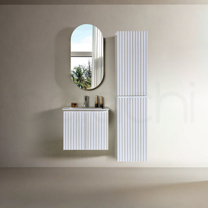 Baiachi Ivana Fluted 600mm PVC Water Proof Wall Hung Bathroom Vanity Ceramic Basin