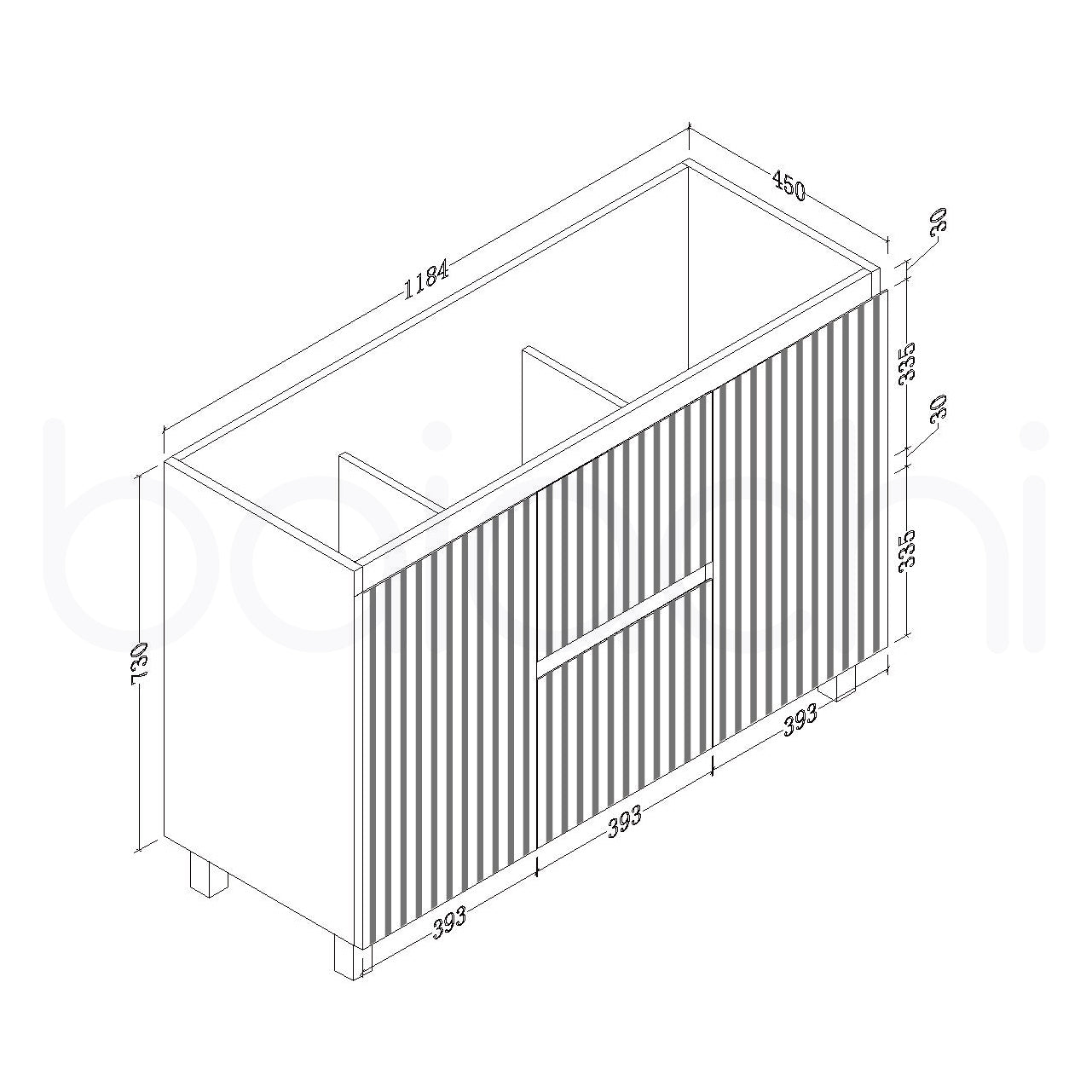 Baiachi Ivana Fluted 1200mm PVC Water Proof Bathroom Vanity Ceramic Double Basin