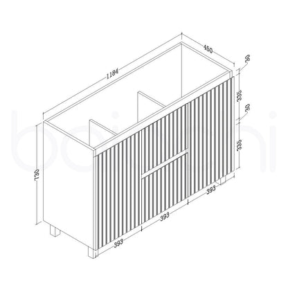 Baiachi Ivana Fluted 1200mm PVC Water Proof Bathroom Vanity Ceramic Basin
