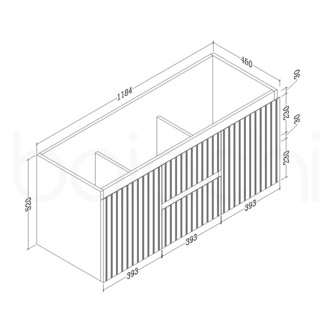 Baiachi Ivana Fluted 1200mm PVC Water Proof Wall Hung Bathroom Vanity Calacatta Quartz Stone