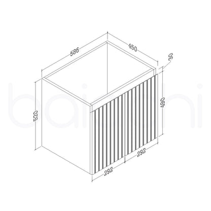 Baiachi Ivana Fluted 600mm PVC Water Proof Wall Hung Bathroom Vanity Ceramic Basin