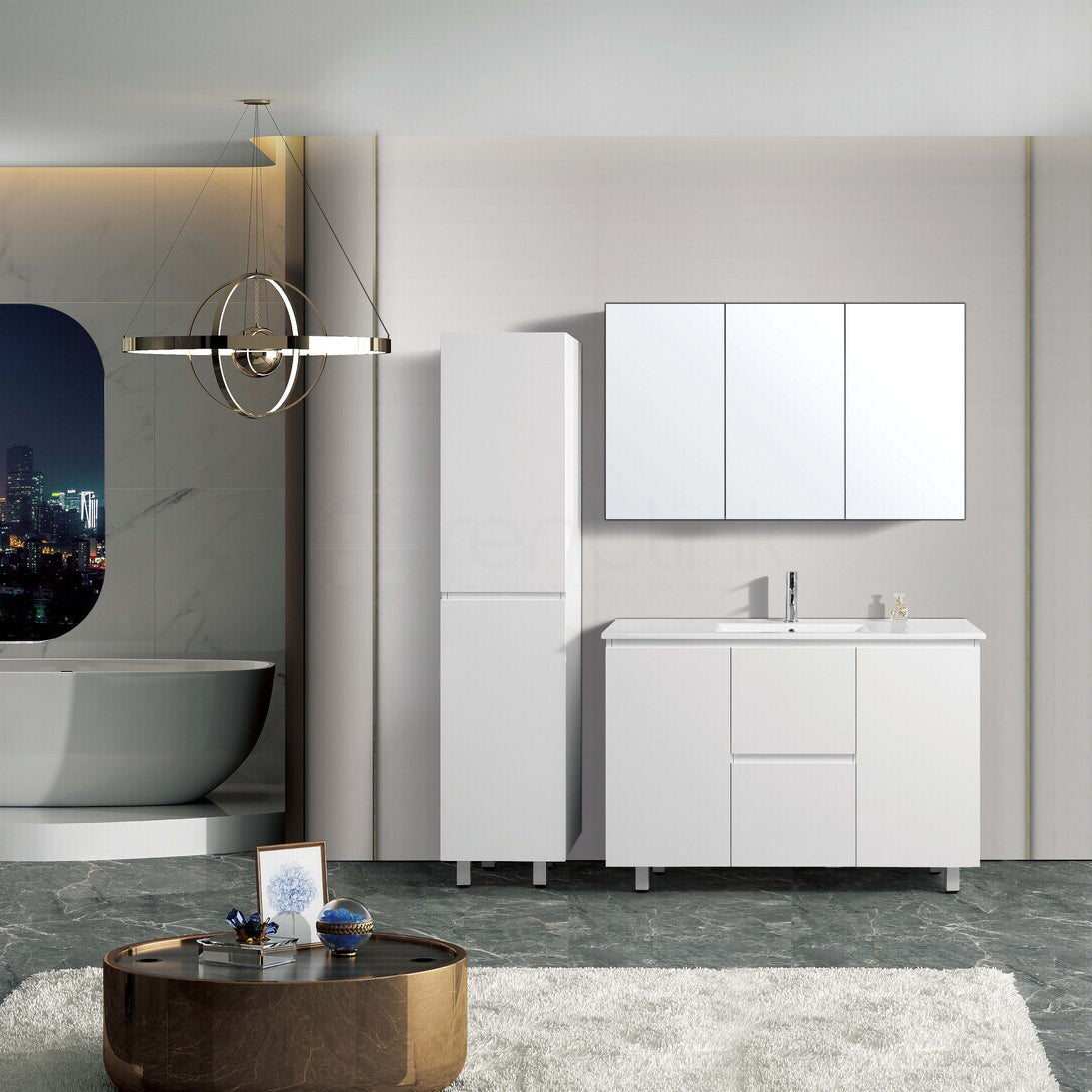 Ivana 1200mm PVC Water Proof Bathroom Vanity Calacatta Quartz Stone