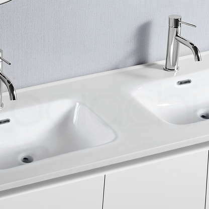 Ivana 1200mm PVC Water Proof Wall Hung Bathroom Vanity Double Ceramic Basin