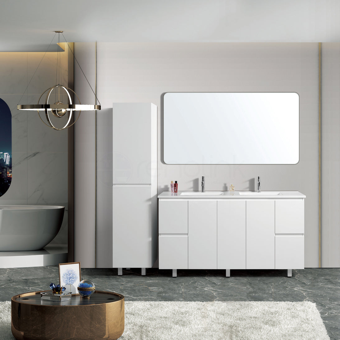 Ivana 1500mm PVC Water Proof Bathroom Vanity Poly Marble Basin