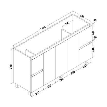 Ivana 1500mm PVC Water Proof Bathroom Vanity Cabinet