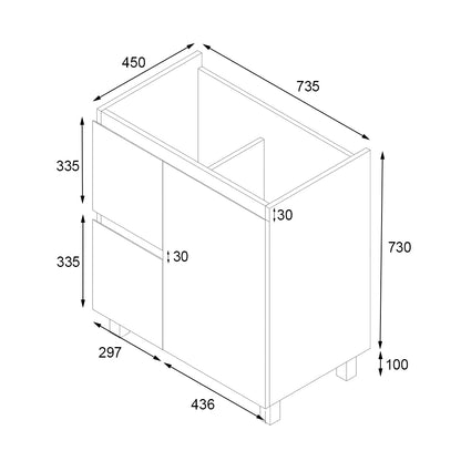 Ivana 750mm PVC Water Proof Bathroom Vanity Left Drawers Cabinet