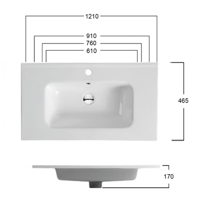 Ivana 750mm PVC Water Proof Wall Hung Bathroom Vanity Right Drawers Ceramic Basin