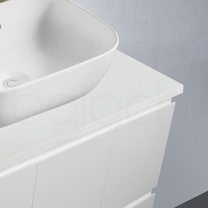 Ivana 900mm PVC Water Proof Wall Hung Bathroom Vanity Left Drawers White Quartz Stone