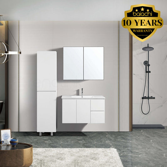 Ivana 900mm PVC Water Proof Wall Hung Bathroom Vanity Right Drawers Cabinet