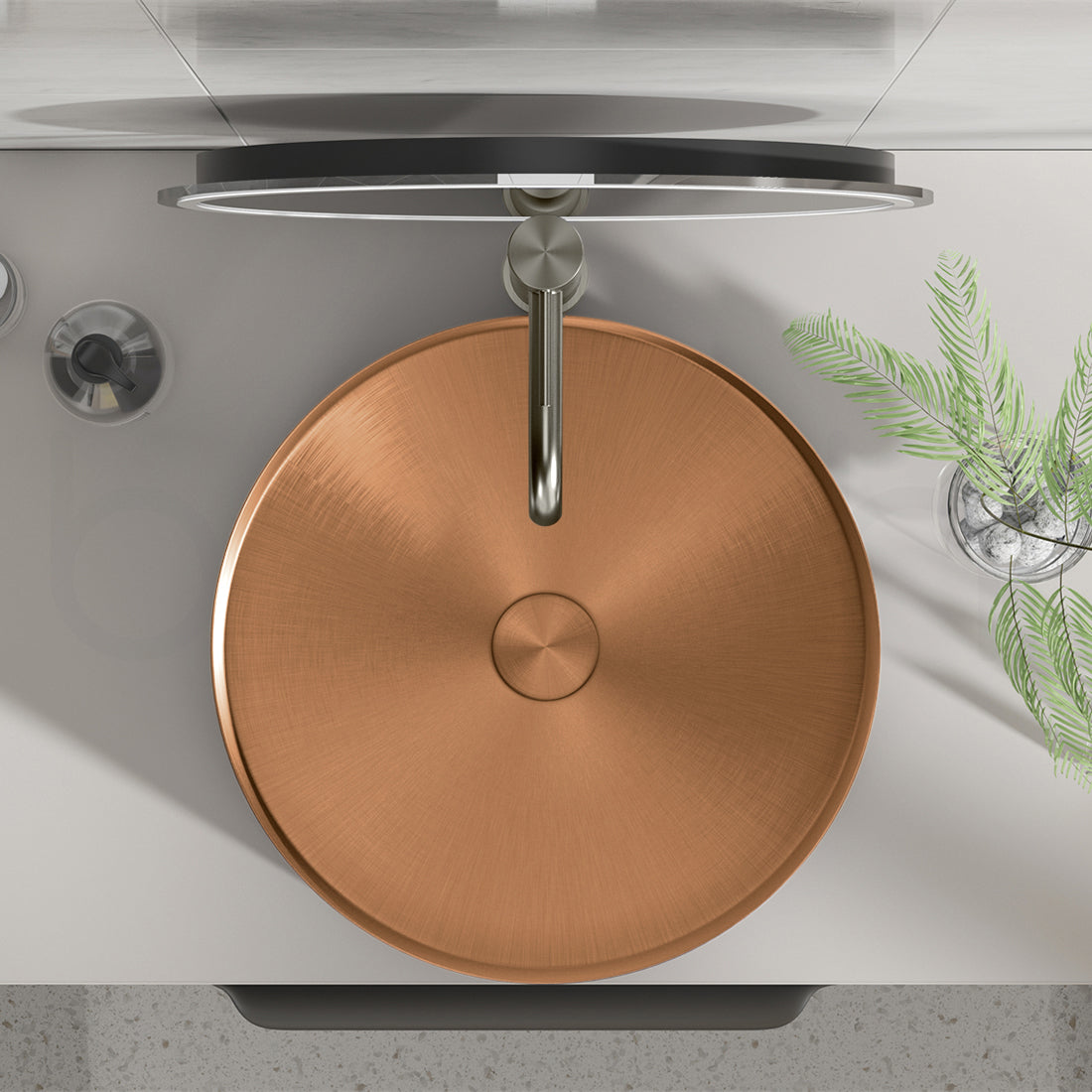 Baiachi 380mm Stainless Steel Brushed Copper Above Counter Top Basin
