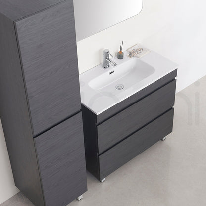 Vellena 900mm Plywood Empire Oak Bathroom Vanity White Quartz Stone