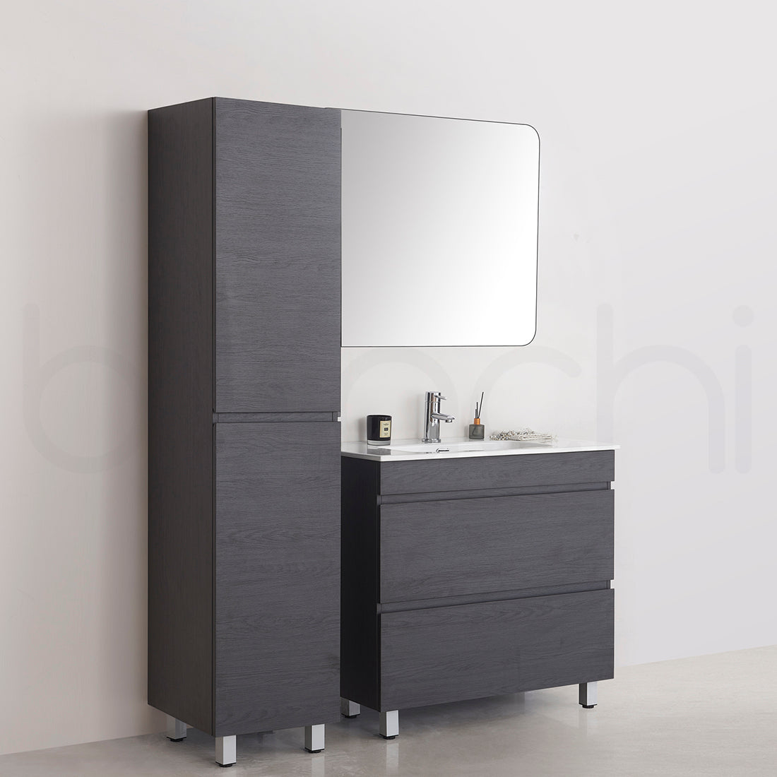 Vellena 900mm Plywood Empire Oak Bathroom Vanity Ceramic Basin