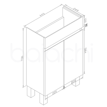 Jasmin 465mm Slim PVC Water Proof Bathroom Vanity Cabinet Ceramic Basin