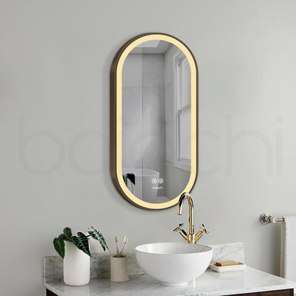 Baiachi Cora LED Oval 450mmx900mm Frame Mirror Antique Bronze