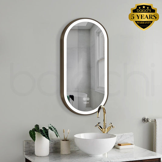Baiachi Cora LED Oval 450mmx900mm Frame Mirror Antique Bronze