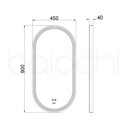 Baiachi Cora LED Oval 450mmx900mm Frame Mirror Antique Bronze