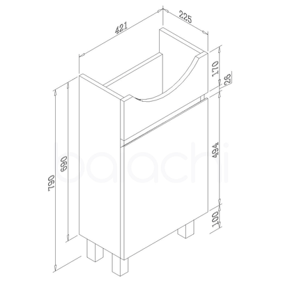 Lamara 450mm PVC Water Proof Bathroom Vanity Semi Recess Ceramic Basin