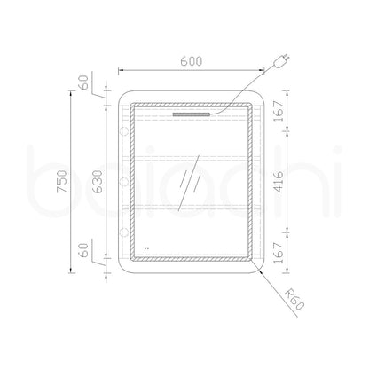 Baiachi 600x750 Round Edge LED Mirror Cabinet Left Opening
